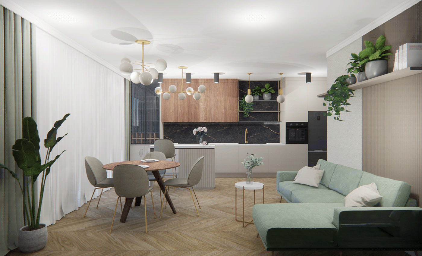 Salon z aneksem kuchennym — 2021